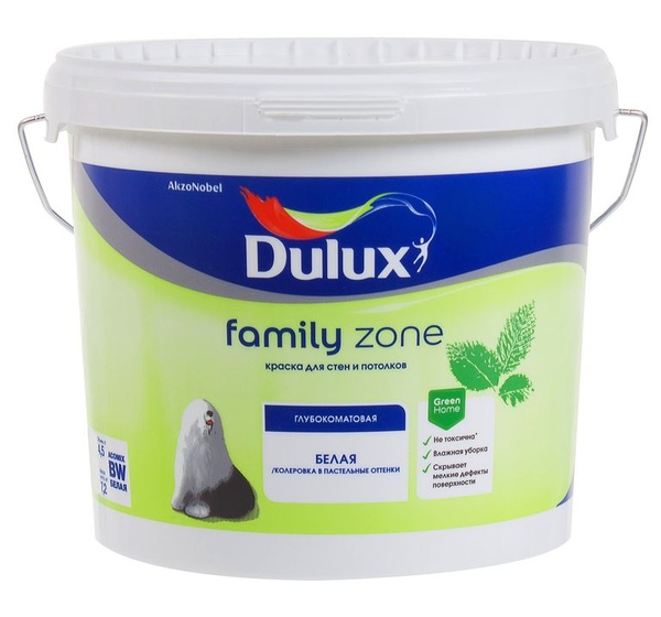 Краска на водной основе Dulux Family Zone база BW 4.5 л